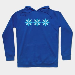 Three blue frozen snowflake floral design Hoodie